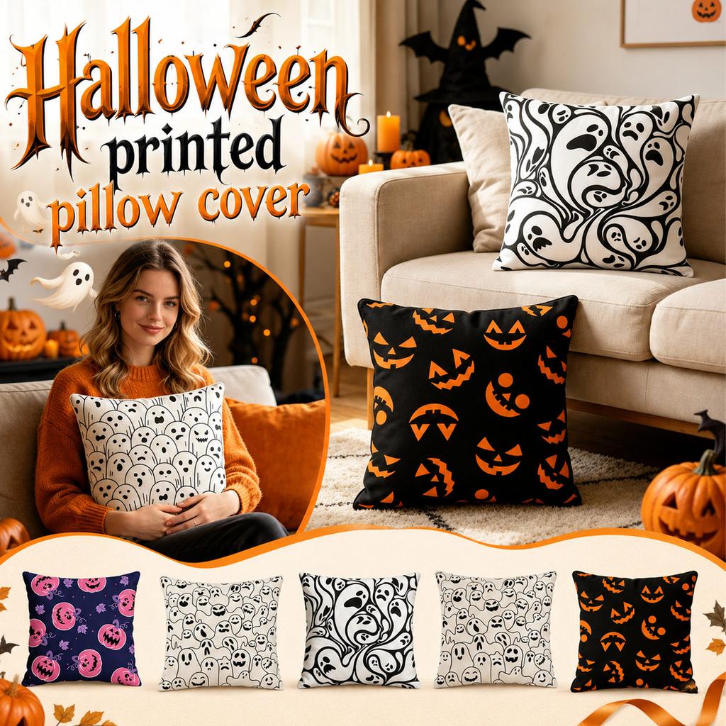 Halloween Pumpkin Printed Throw Cover for Couch Cushion Decorative