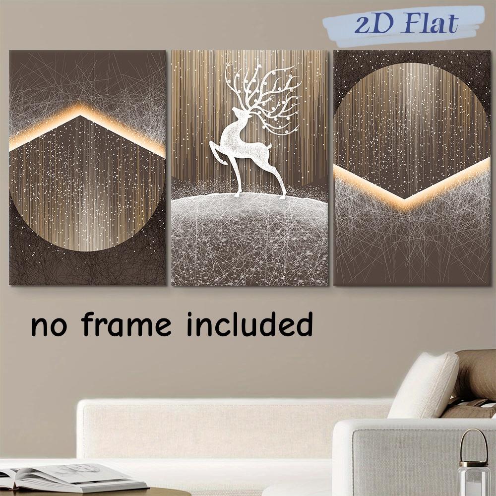 3PC 2D Flat Modern Abstract Geometric Lines Canvas Decorative Painting Simple Light Luxury Living Room Entrance Wall Hanging Pai (as the picture,20x30cm-3pcs)