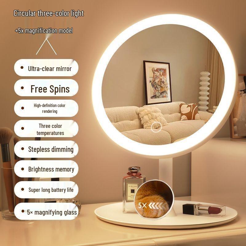 Tabletop LED Makeup Mirror: High-Definition, Compact Mirror for Dressing Table