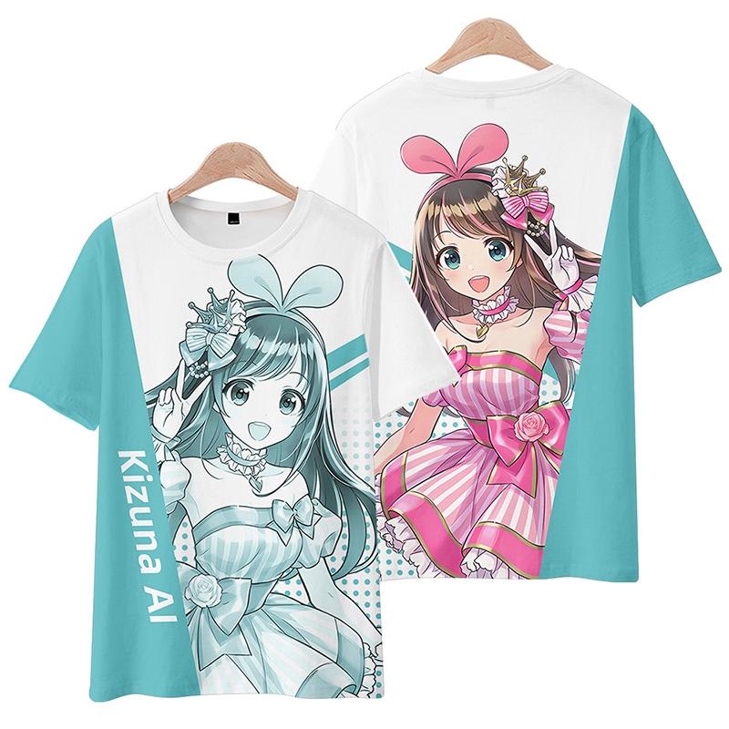 Kizuna AI Hololive VTuber Cosplay T-shirt 2025 New 3D Print Kawaii Kid Anime t shirt Men/Women Harajuku Short Sleeve Tee Y2k Top