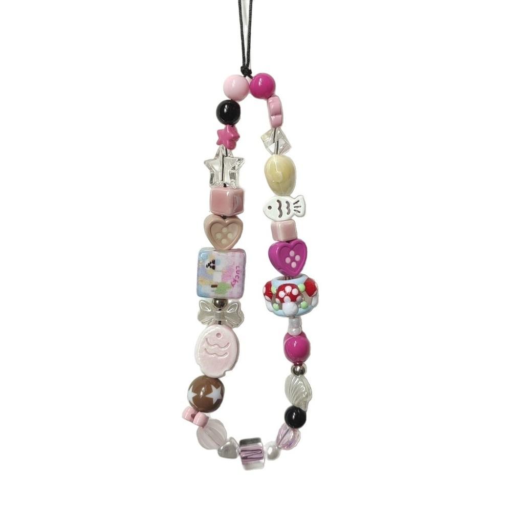 Pink Ceramic Fish Phone Lanyard With Pvc Cord For Cute Camera And Card Decor