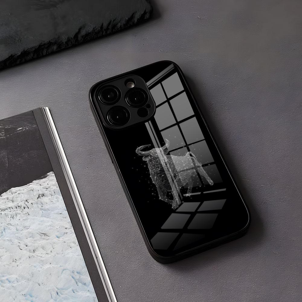 Taurus Bull Phone Case For IPhone 17 Air 16 E Pro Max 15 14 13 Mini 12 Pro 11 Max Plus Black Glass Cover