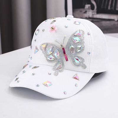 Colorful Rhinestone Butterfly Baseball Cap, Trendy Baseball Cap Sun Hats For Women
