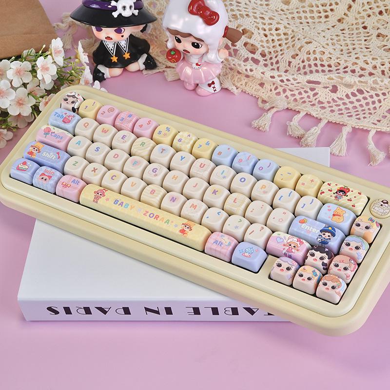 Sweetheart Bubble Cute Girl Keycaps, PBT Dye-Sublimation, MOA Profile, Compatible with Keychron, Razer, Logitech