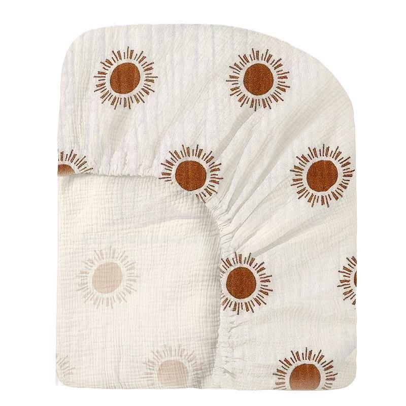 Baby Pure Cotton Double Layer Gauze Crinkle Fitted Sheet Bed Cover