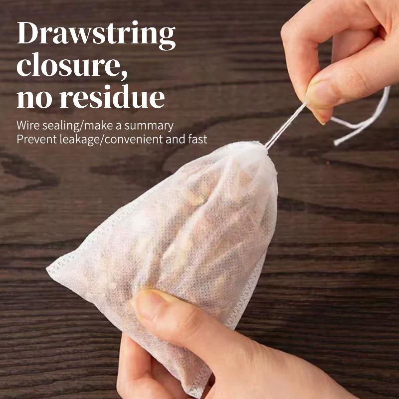 100Pcs Disposable Tea Bag Pouch Empty Non-Woven Fabric Drawstring Bag For Tea Infuser Spice Loose Coffee Seal Filter Mesh Bag