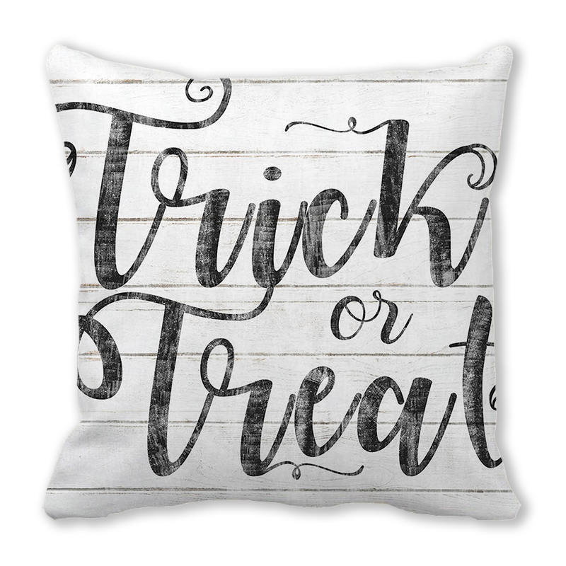 Creative Halloween Happy Letters Digital Printing Short Plush Pillow Covers for Car Sofa Office Cushion Cover Home Goods