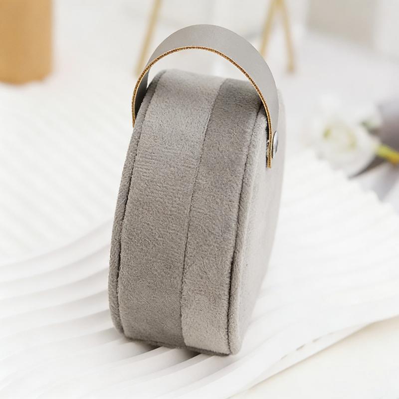 Round Velvet Travel Jewelry Box - Portable Organizer For Rings Earrings Necklaces