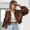 Herfst Korte Corduroy Jassen Overjas Enkele Rij Knopen Lantaarnmouw Jassen Dames Modieuze Vintage Winter Damesjas