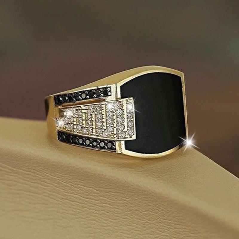 Classic  CopperPlated Stainless Steel Vintage Hip Hop Ring For Men Ring Jewelry Accessories