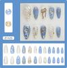 French Style Art Nail Patch 3D Flower Gold Line Fake Nails Reusable Nail Tips For Women Diy Manicure Accessories