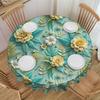 Luxury High 3D Floral Tablecloth Round Oilproof Fashion Trend 3D Flowers Table Cover Cloth for Party 60 Inch
