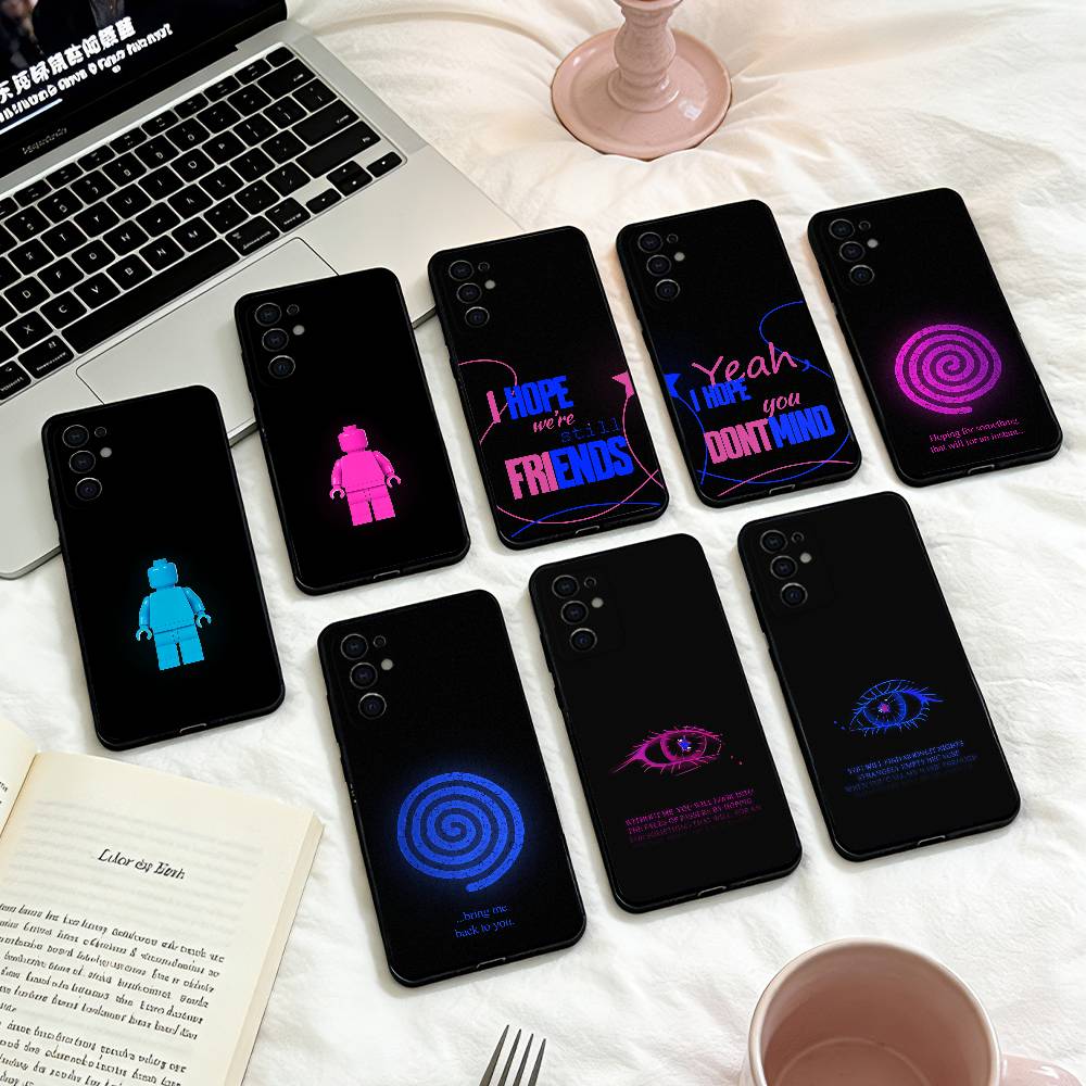 Fluorescent iridescent couple patterns Phone Case For Samsung S25,24,23,22,30,21,10,9,Ultra,Plus,Lite,FE,4,5 G Soft Black Case
