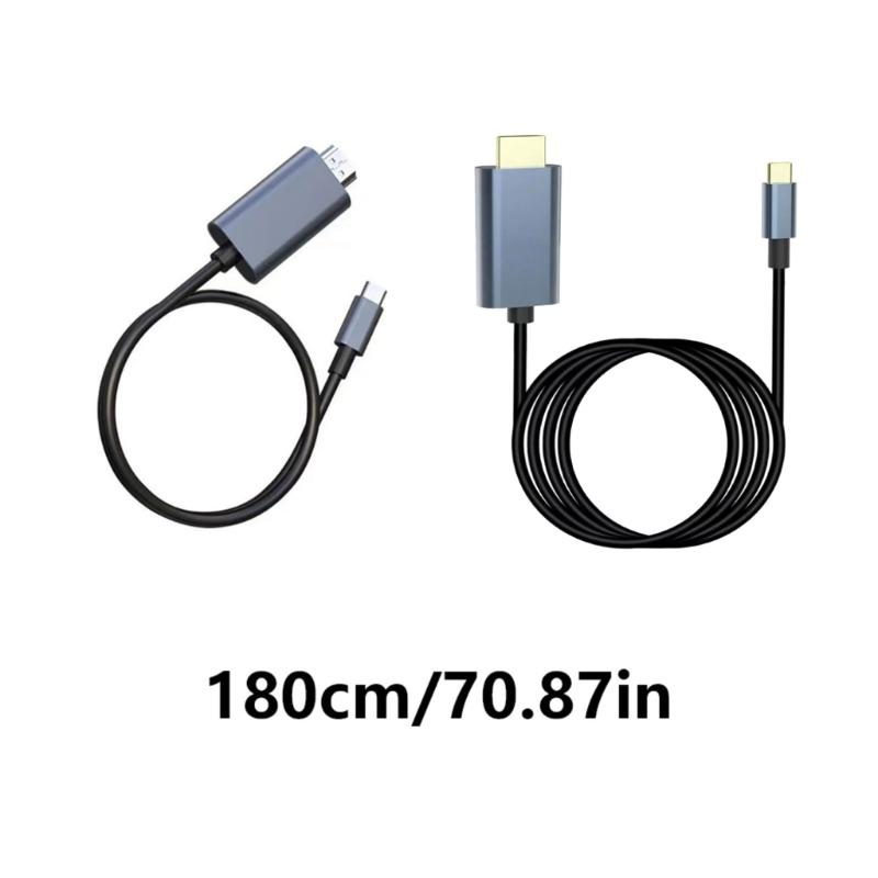 High Resolution 4K30Hz USB C To HDTV Cable Highly Speed Adapter Cable for Phones PC Gaming Devices 1.8Meter Length