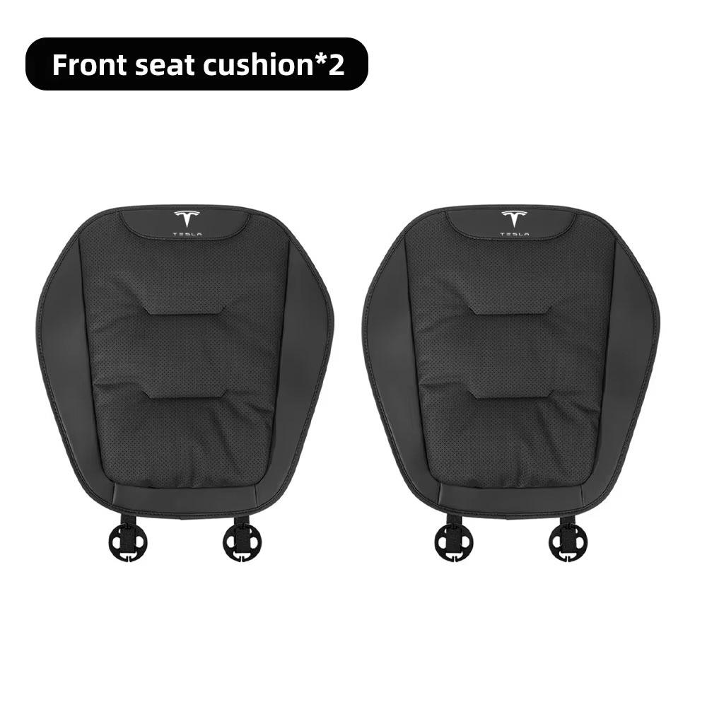 AMJ1 Car Seat Cushion Cover For Tesla Model 3 S X Y Juniper Cybertruck Breathable Nappa Leather Seat Protection Pad Car Accessories