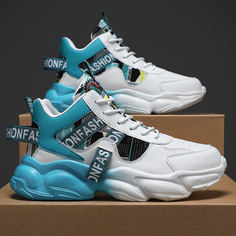 Frühlings-Herrenschuhe neue atmungsaktive High-Top-Schuhe Herren-Trend vielseitige innen erhöhende Sportschuhe lässige Dad-Trendschuhe