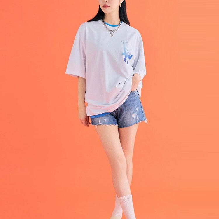 New MLB SS23 Drop Shoulder Sleeve T-Shirt Unisex White 3ATSB0333-07WHS