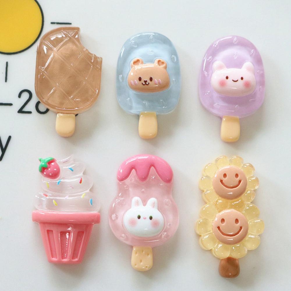 10PCS Cartoon Rabbit Ice Cream Cake Resin Decoration Crafts Cabochon Scrapbooking Fit Phone Decor Embellishments DIY Accessories