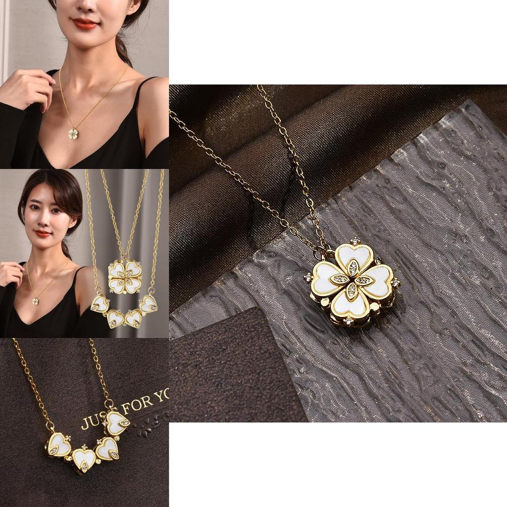 Elegant 2022 Titanium Steel Four Leaf Clover Heart Necklace For Women Stylish Accessory