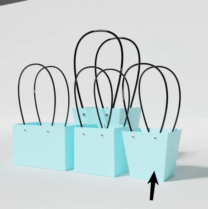 Paper Box Pink Kraft Paper Tote Bag Square Gift Bag  Flower Shop Supplies Valentine's Day Party 10pcs Fresh Flower Packaging