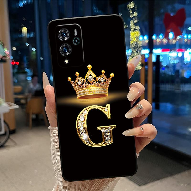 Crown Initial Letter Couple Phone Case For ZTE Blade V40 Pro/ZTE 9046 Soft Silicone Black Case Shockproof Shell ZTE 9046 Casing