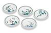 Marusan Miyamoto "Kutani Ware" 4.6-inch Plate Set, Old Kutani Style Flower and Bird Design, AP7-0110