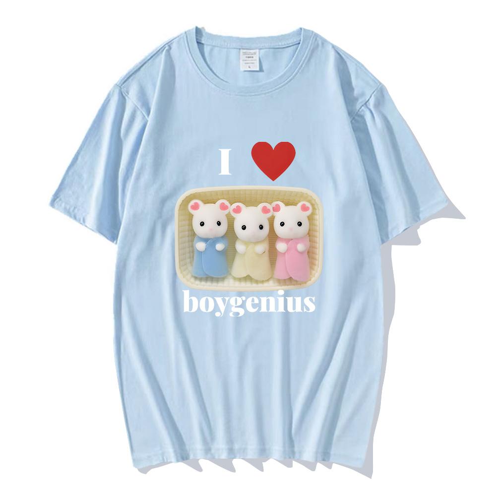 I Heart Boygenius Calico Critter Baby Design T-shirts for Women Men Cute Cotton Tshirts Anime Print Soft O-neck Tees Summer Tops