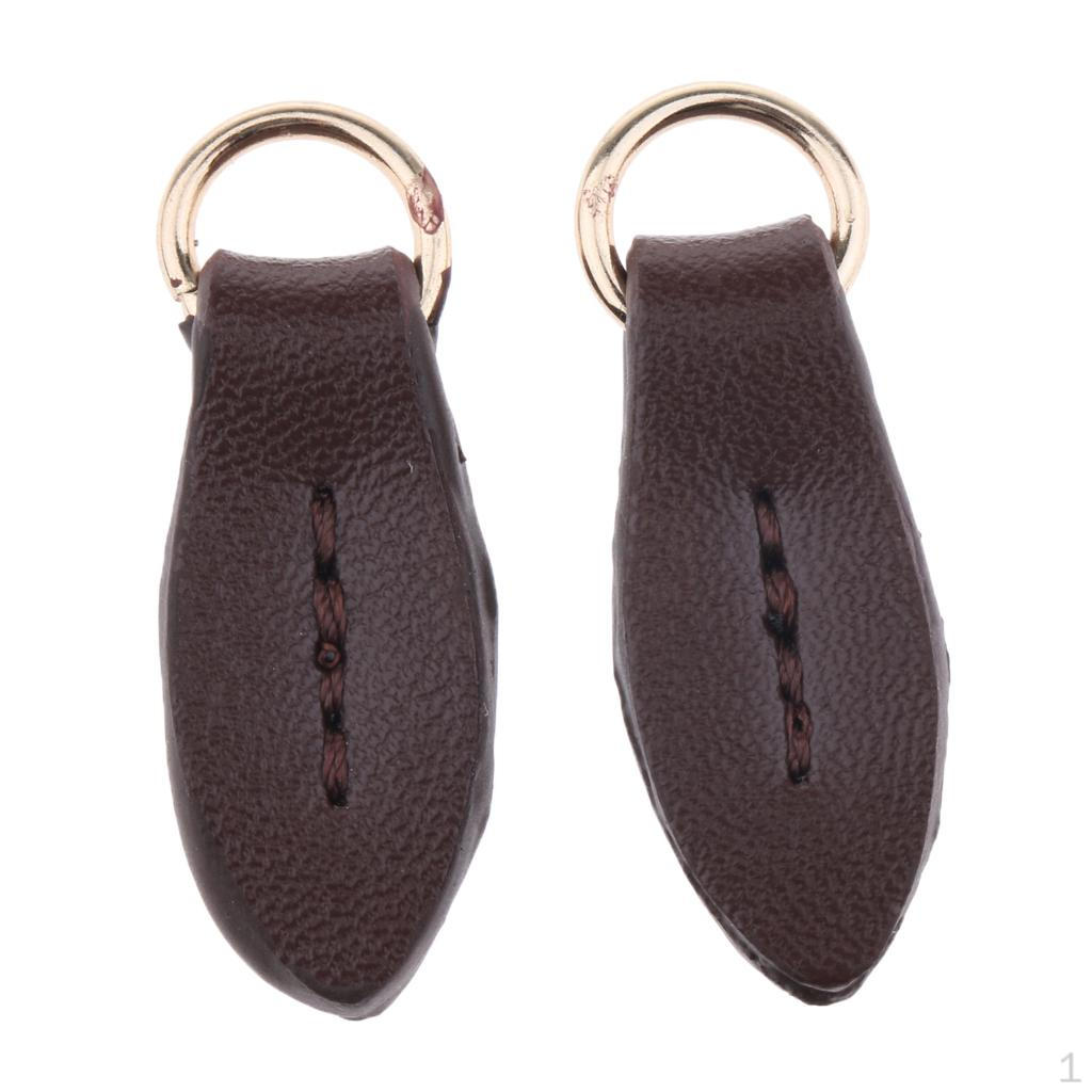 2 Shape Zipper Heads Leather Zip Pendant Puller for Handbags