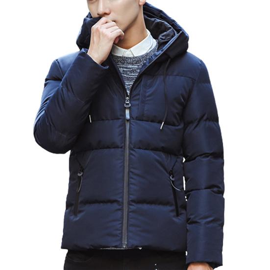

Men Coat Solid Color Padded Thicken Warm Winter Jacket for Daily Wear 4XL синій