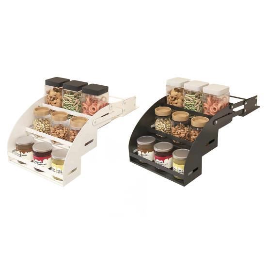 Down Spice Rack 3-Tier Pull Organizer Inside Out Spice Cabinets Space Saving Storage Shelf