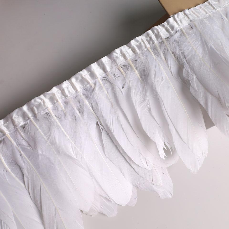 Feather10Meters Goose Feather Fringe Ribbon Handicraft Accessories White Swan Feathers Trims Carnival Plumas Dress Decoration