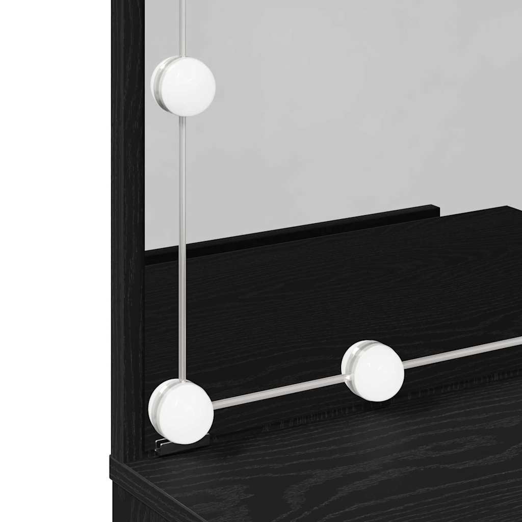Makeup Table with Shelf Black Oak Effect 60 x 40 x 140 cm