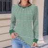 Women's Fashion Casual Striped Print Pleated Comfortable Round Neck Loose Long Sleeve T-shirt Top