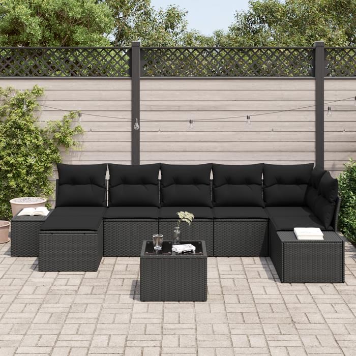 VidaXL Ensemble de canapé de jardin 8 pièces avec coussins Beige en Poly Rattan 3347163