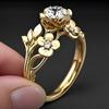 New European and American Princess-cut Olive Leaf Engagement Ring with Cubic Zirconia Ornament