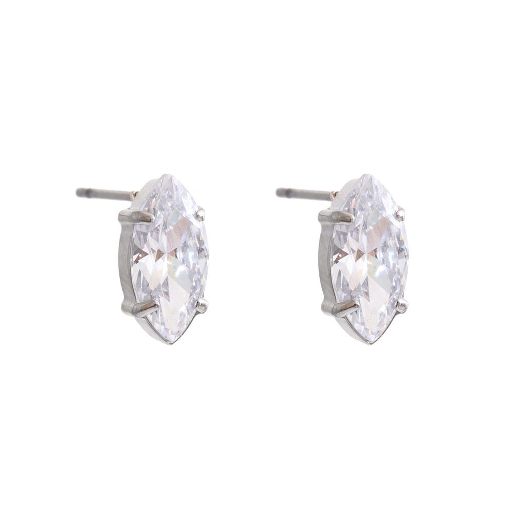 Yhpup Shiny Cubic Zirconia Geometry Small Stud Earrings High Quality Stainless Steel Dainty Fashion Aesthetic Jewelry PVD Plated