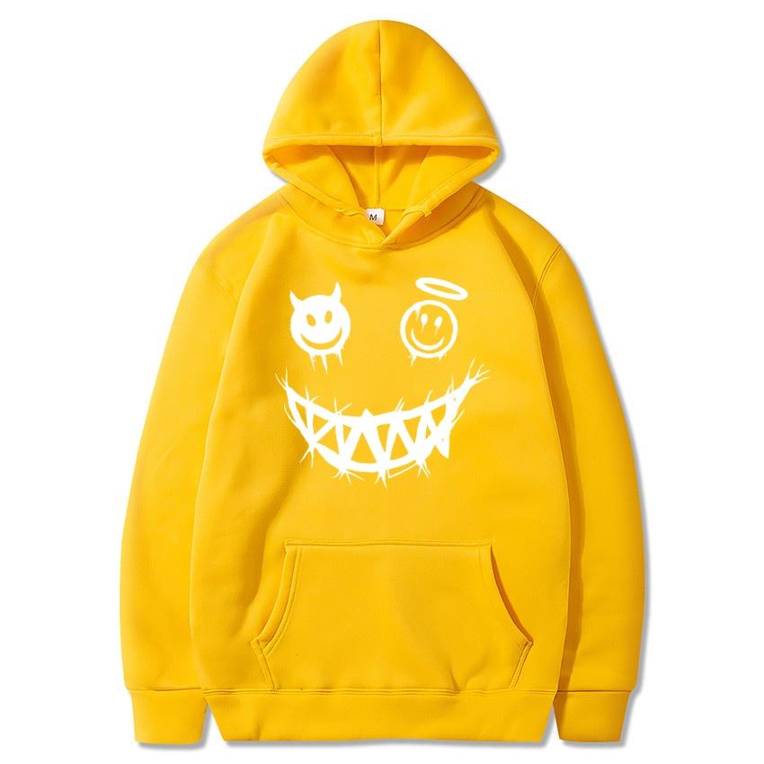 Autumn and Winter Devil Angel Smiling Face Hooded Sweatshirt, Hip-hop Street Classic Pullover, Fashionable Casual Warm Hoodie