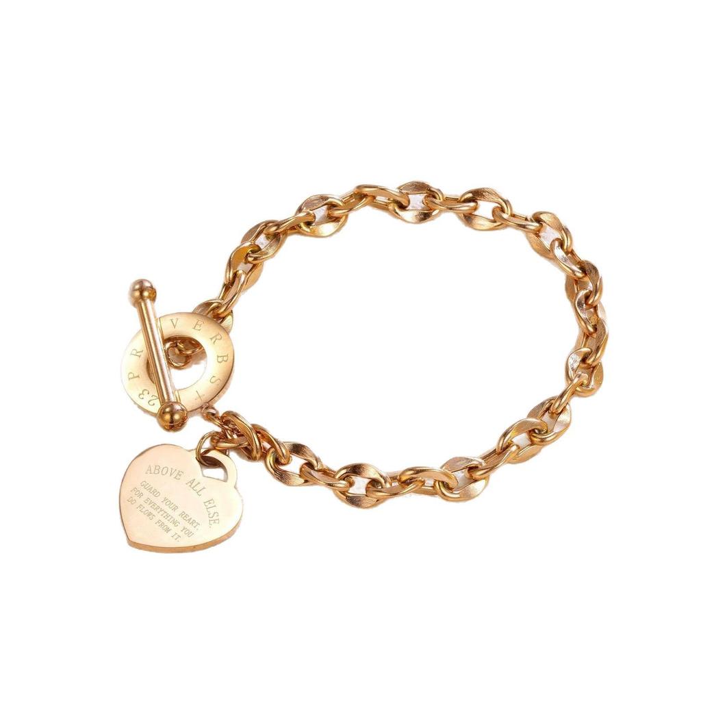 Heart Stainless Steel Bracelet: European & American Style, Personalized Versatile Titanium Steel Jewelry for Women