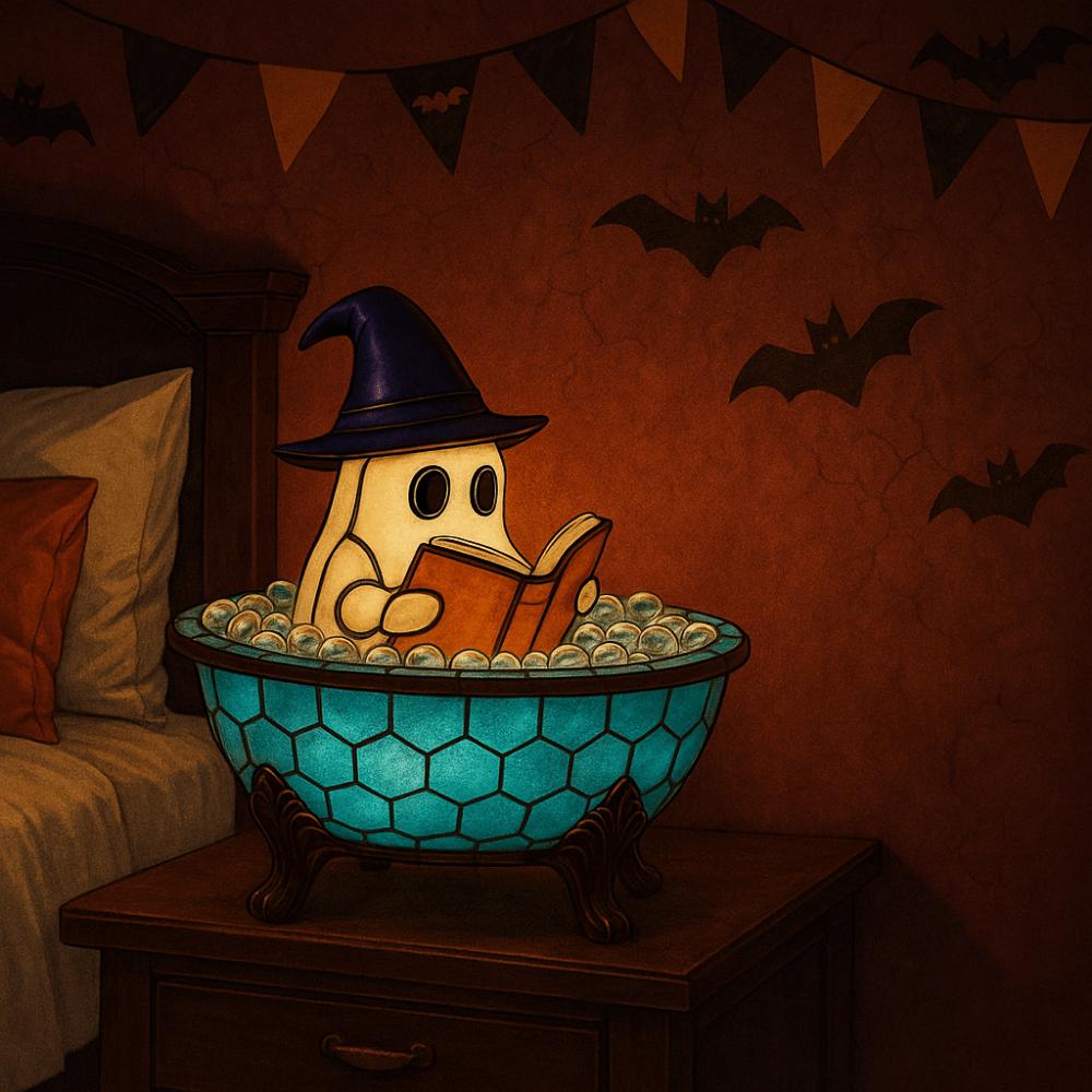 Soft Color Change Ghost Bubble Bath Lamp Resin Halloween Ghost Night Light  Indoor