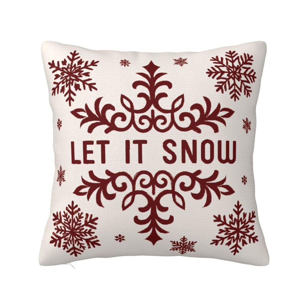 Chrismas Snowflake Letter Print Pillow Case Cushion Cover Polyester Graphic Pillow Cover Pillowcases Office Car Home Decorative