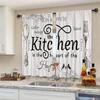 Retro Creative Print Curtain Kitchen Dining Room Living Decoration Set Of 2 Made Polyester With Rod Pocket Washable Sitting Ready