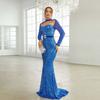 Sexy Langarm Pailletten Abendkleid im europäischen und amerikanischen Stil für Jahresfeier, Brautjungfernkleid, Hochzeit, Geburtstagsfeier
