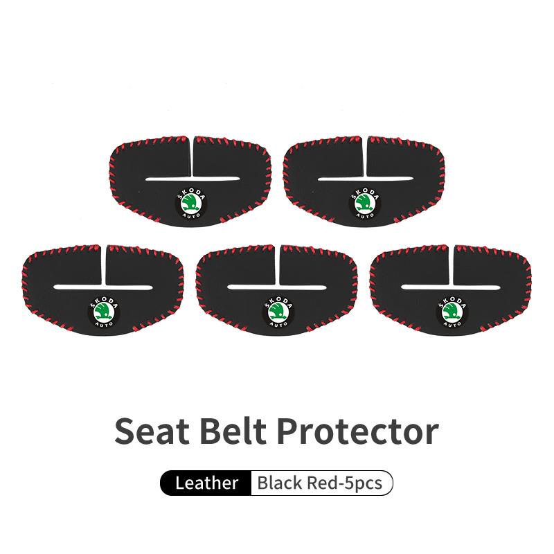 BHBD3 Car Seat Belt Buckle Cover Leather Protector Anti-collision Case For Skoda Kodiaq Fabia Kamiq Karoq Octavia 2 3 Rapid Scala