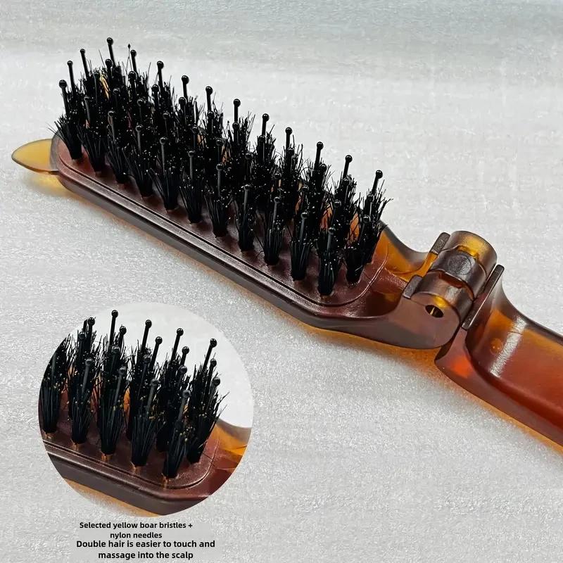 1pcs Mane Bristle Hair Brush Amber Foldable Portable Comb Pocket Collapsible Travel Massage Hair Styling Tool Salon Gift