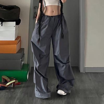 Gray Parachute Pants Women Oversized Y2k Joggers Wide Sports Trousers Gorpcore Streetwear Female Baggy Cargo Sweatpants