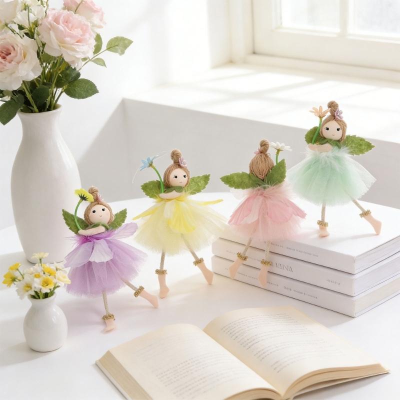 4Pcs Angel Girl Figure Hanging Decoration with Tulle Skirts for Wedding Festival Home Decoration Photography Backgrounds