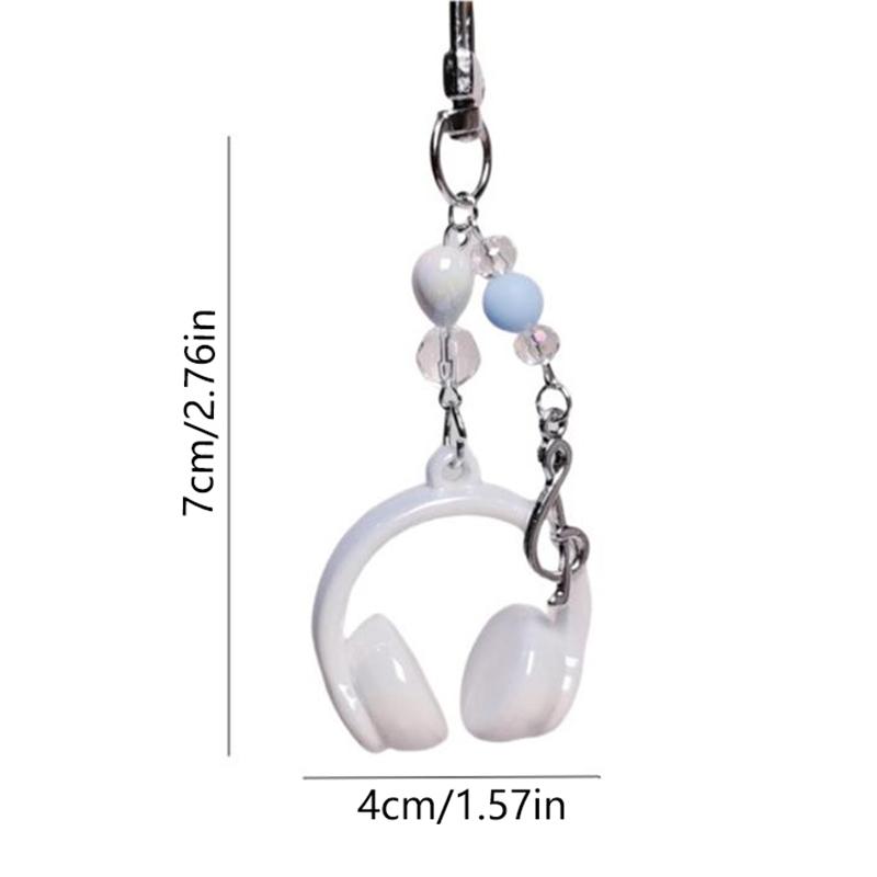 Cute Sweet Headphones Love Beads Mobile Phone Chain Lanyard Keyring Keychain Pendant Backpack Charm Bag Hang Ornaments Girl Gift