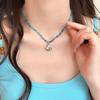 Exquisite Blue Starfish Shell Pendant Necklaces for Women Girls Vacation Style Artificial Crystal Beaded Necklaces Jewelry Gifts