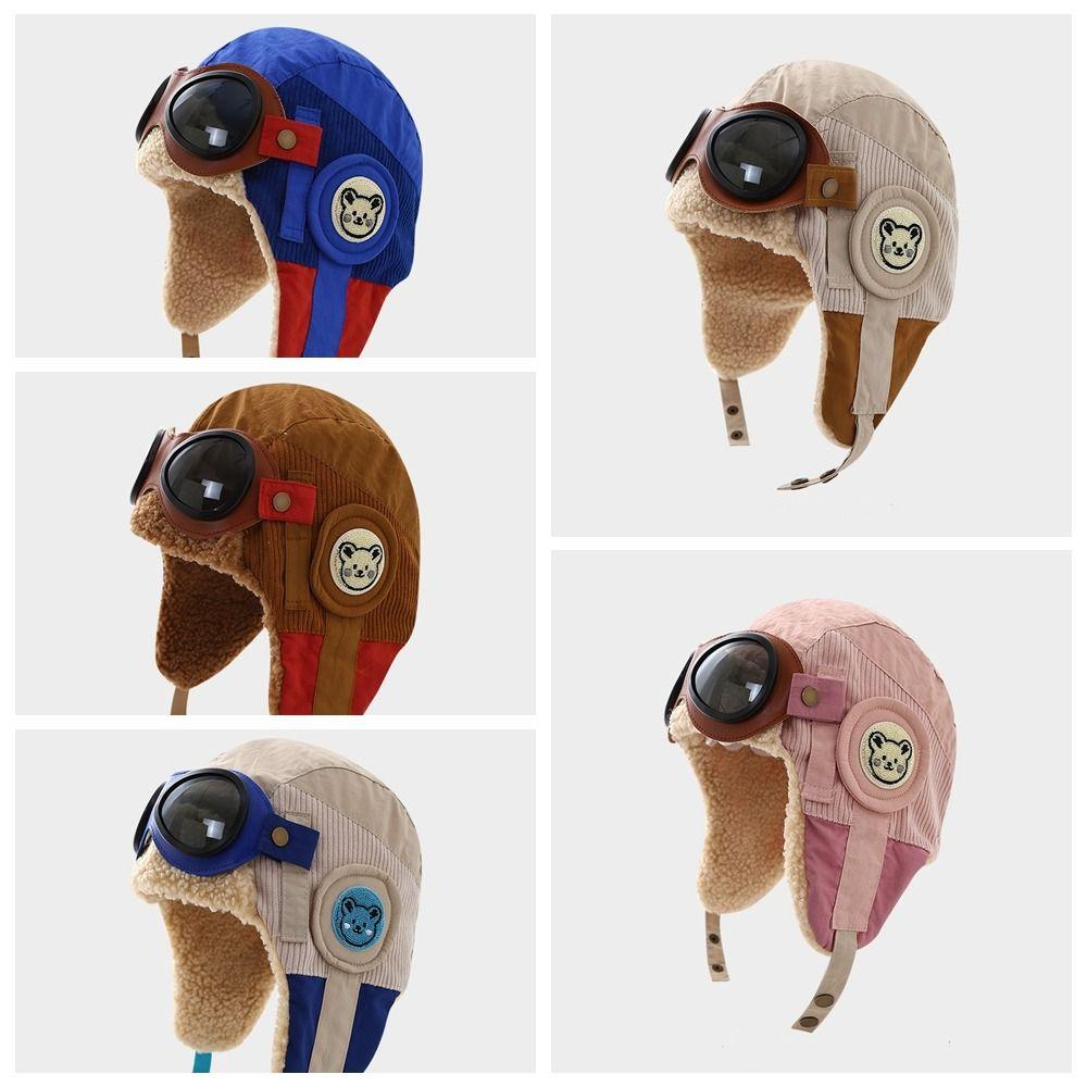 Cute Kids Earflap Hat Soft Lei Feng Hat Ear Protection Children's Plush Pilot Hat Girls