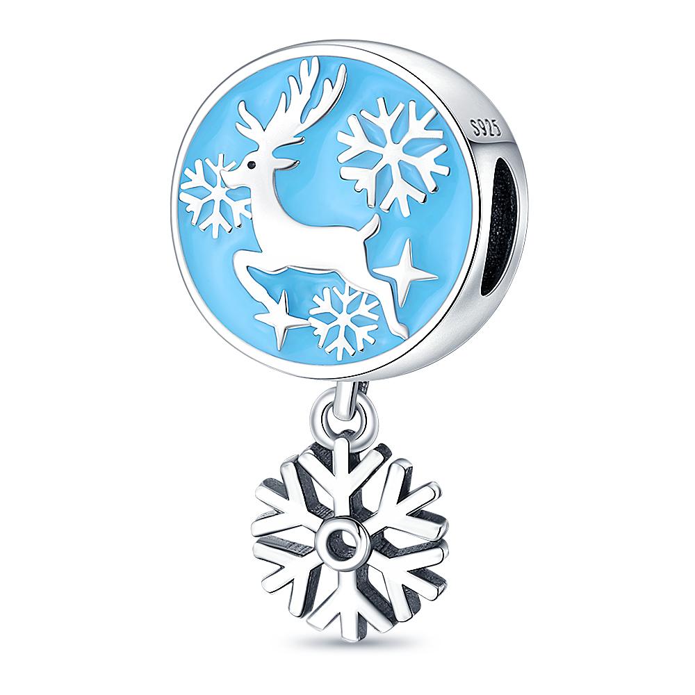 Silver-Plated Christmas Series Charms for Women, Fits Original Diy Bracelet, Bangle, DIY Beads, Birthday, Fine Jewelry Gift
